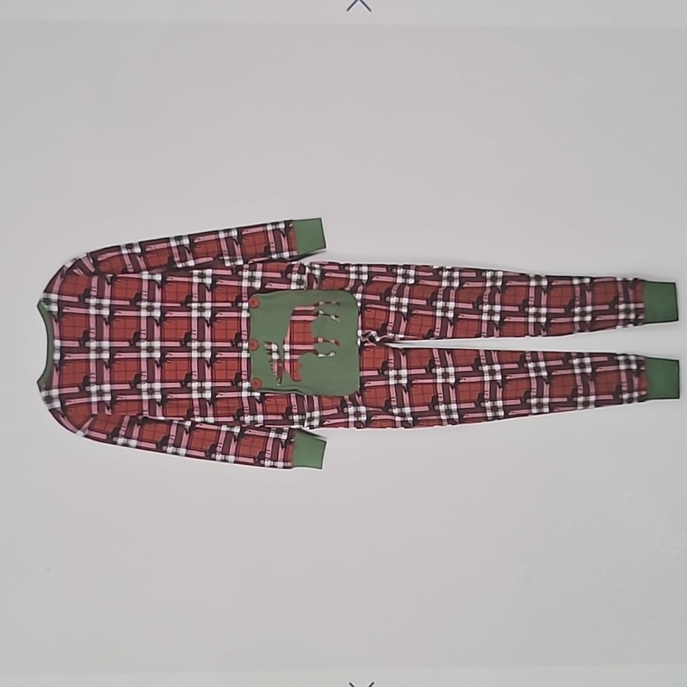 🎄🎄HOLIDAY MOOSE ON PLAID ADULT UNION SUIT🎄🎄 - Picture 4 of 12